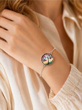 Handmade Tree of Life Glass Cabochon Bracelet